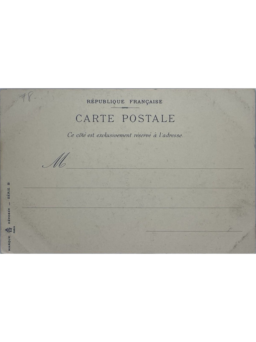 Verso de la carte postale