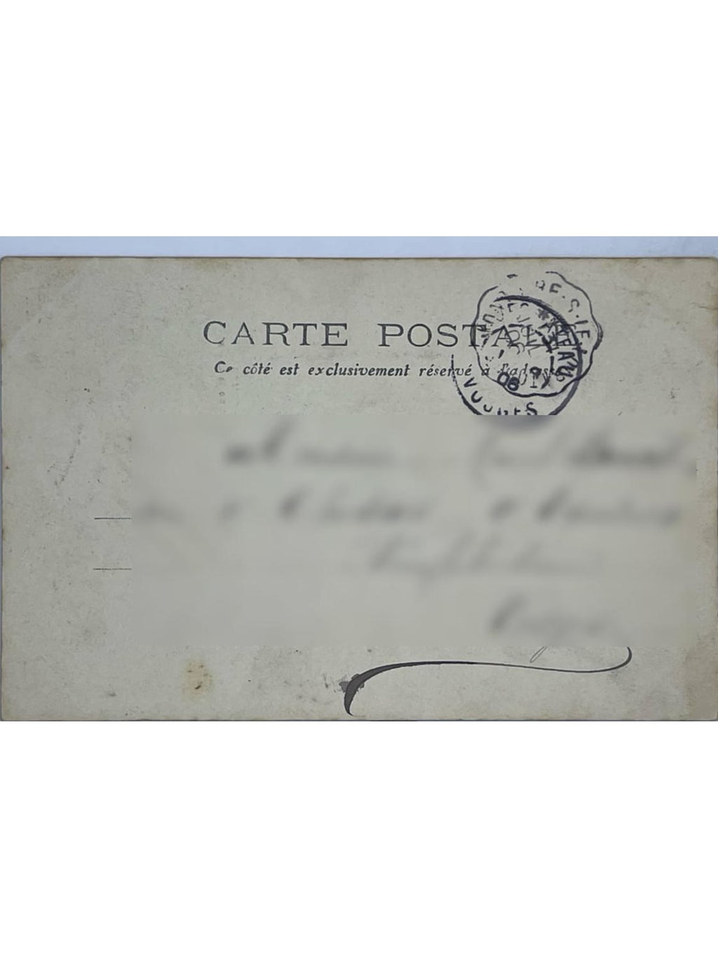 Verso de la carte postale
