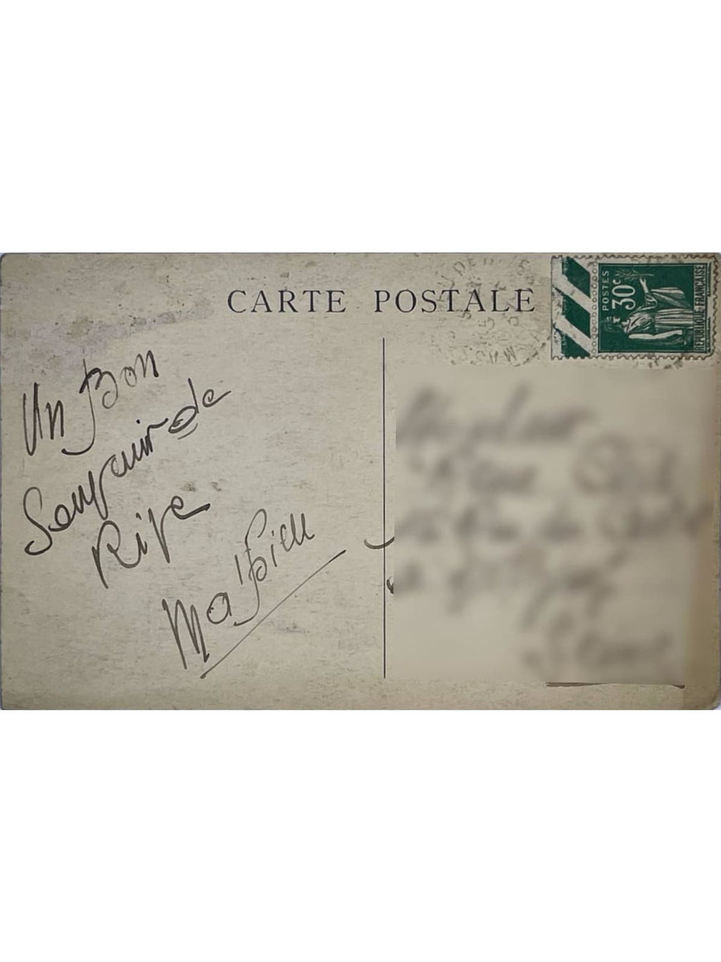 Verso de la carte postale