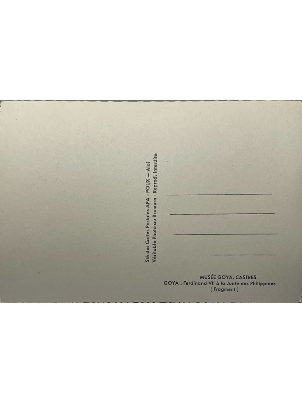 Verso de la carte postale