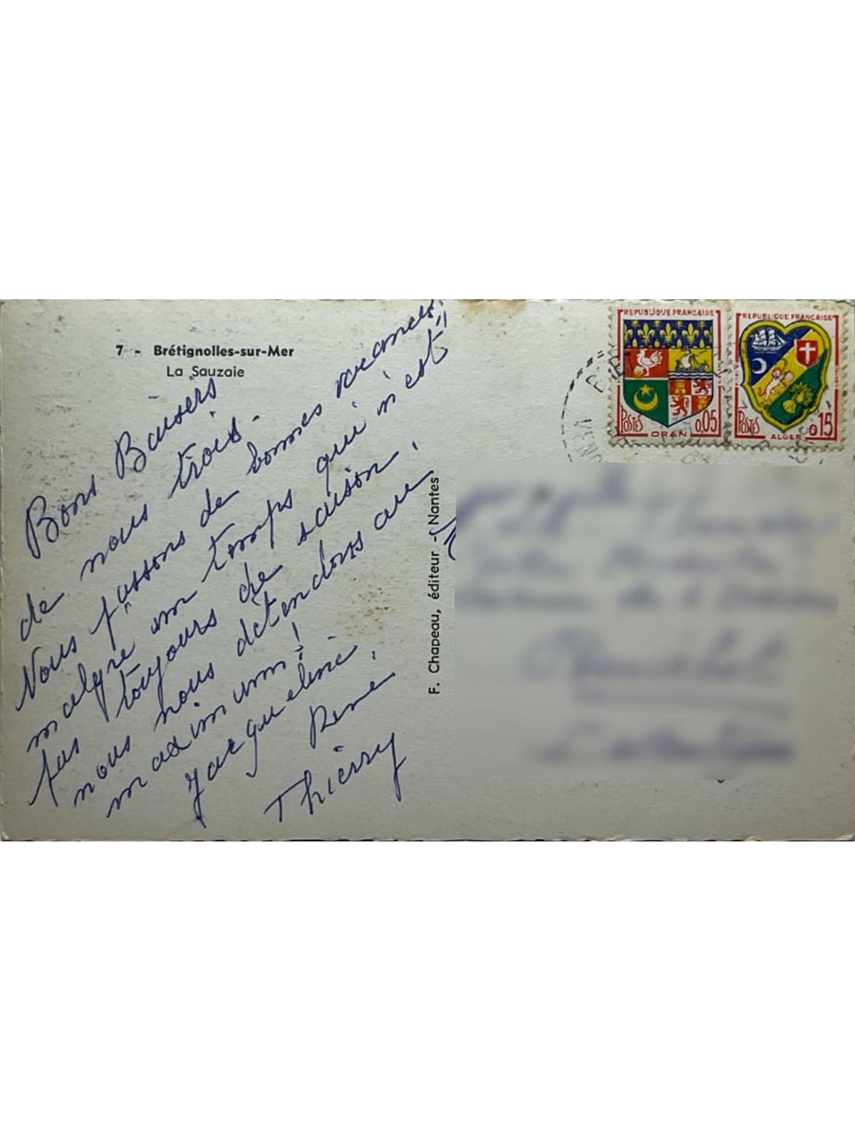 Verso de la carte postale
