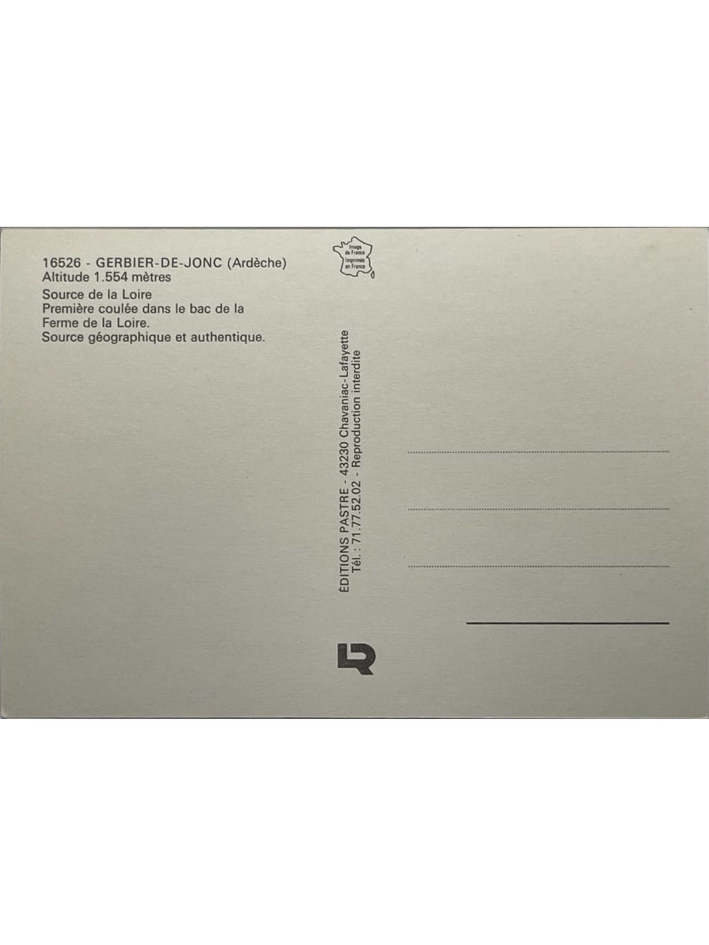 Verso de la carte postale