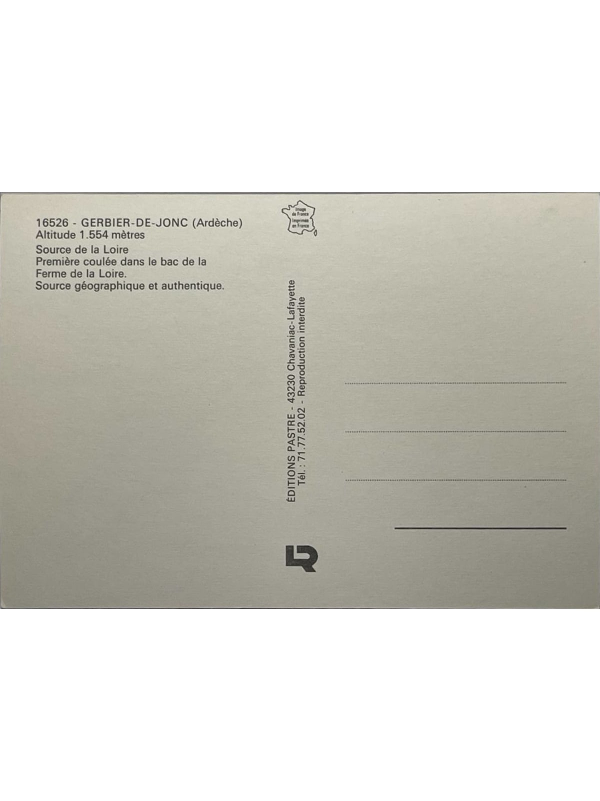 Verso de la carte postale