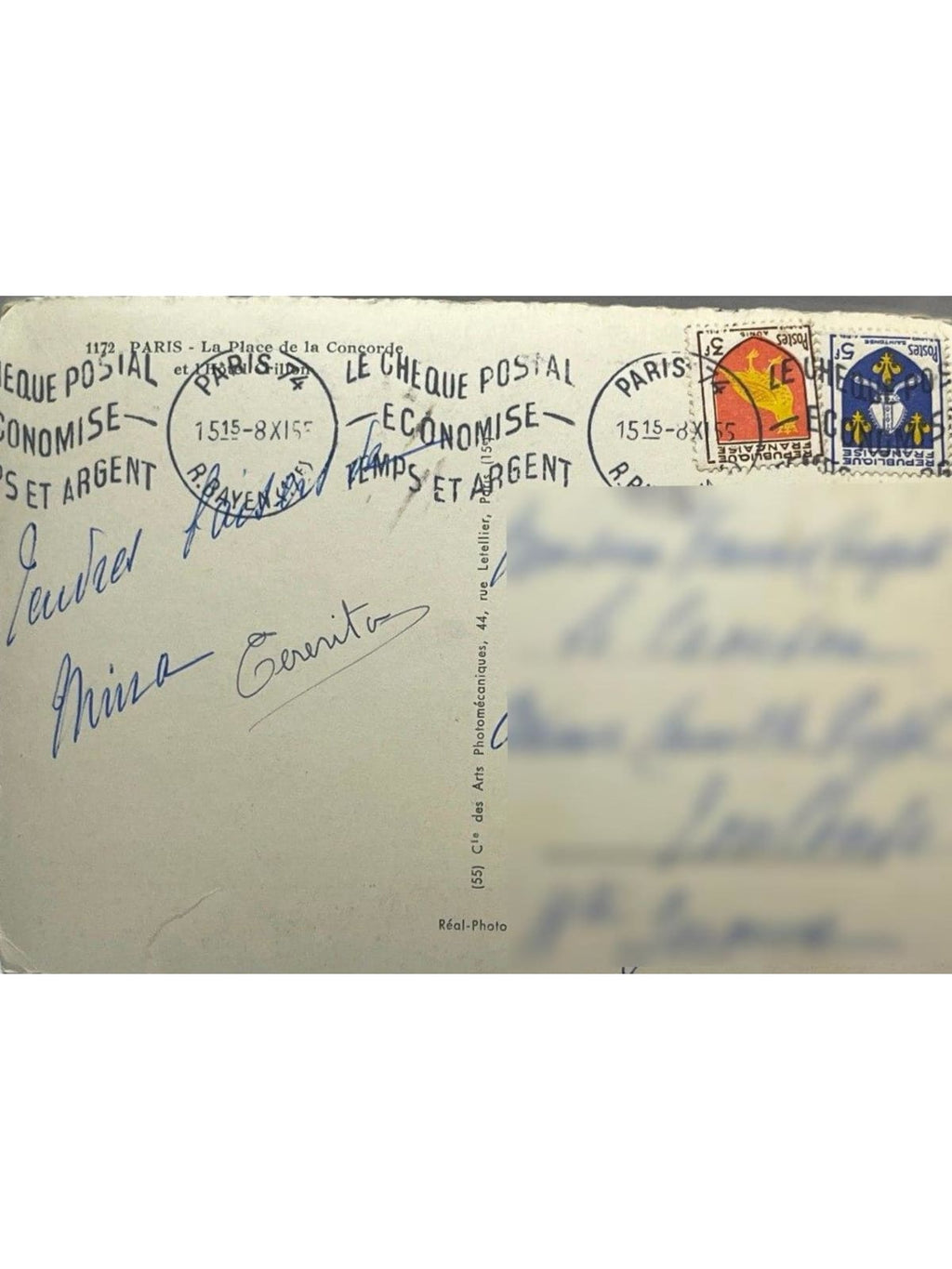 Verso de la carte postale