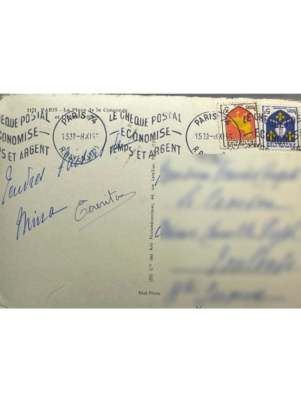 Verso de la carte postale