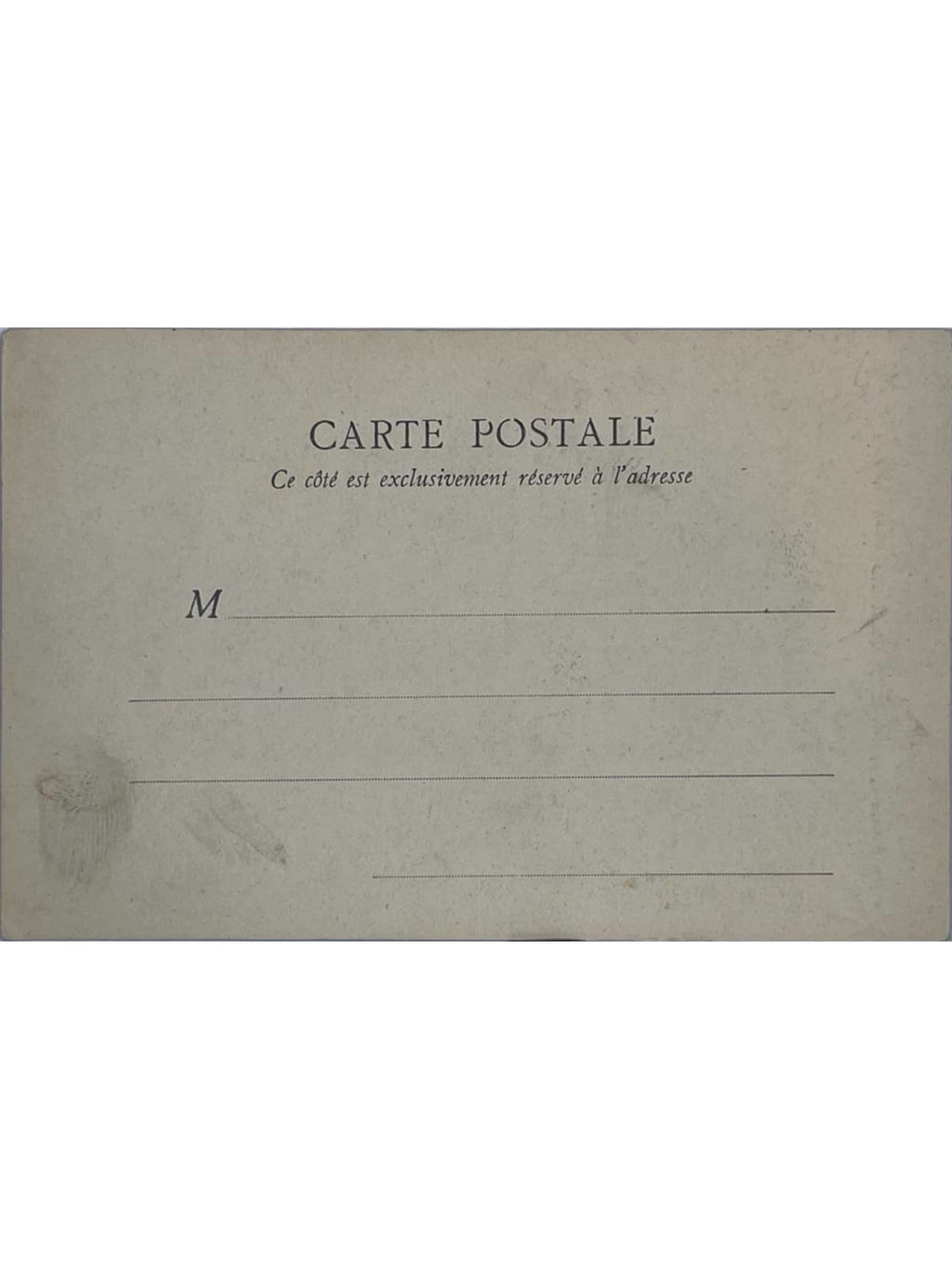 Verso de la carte postale
