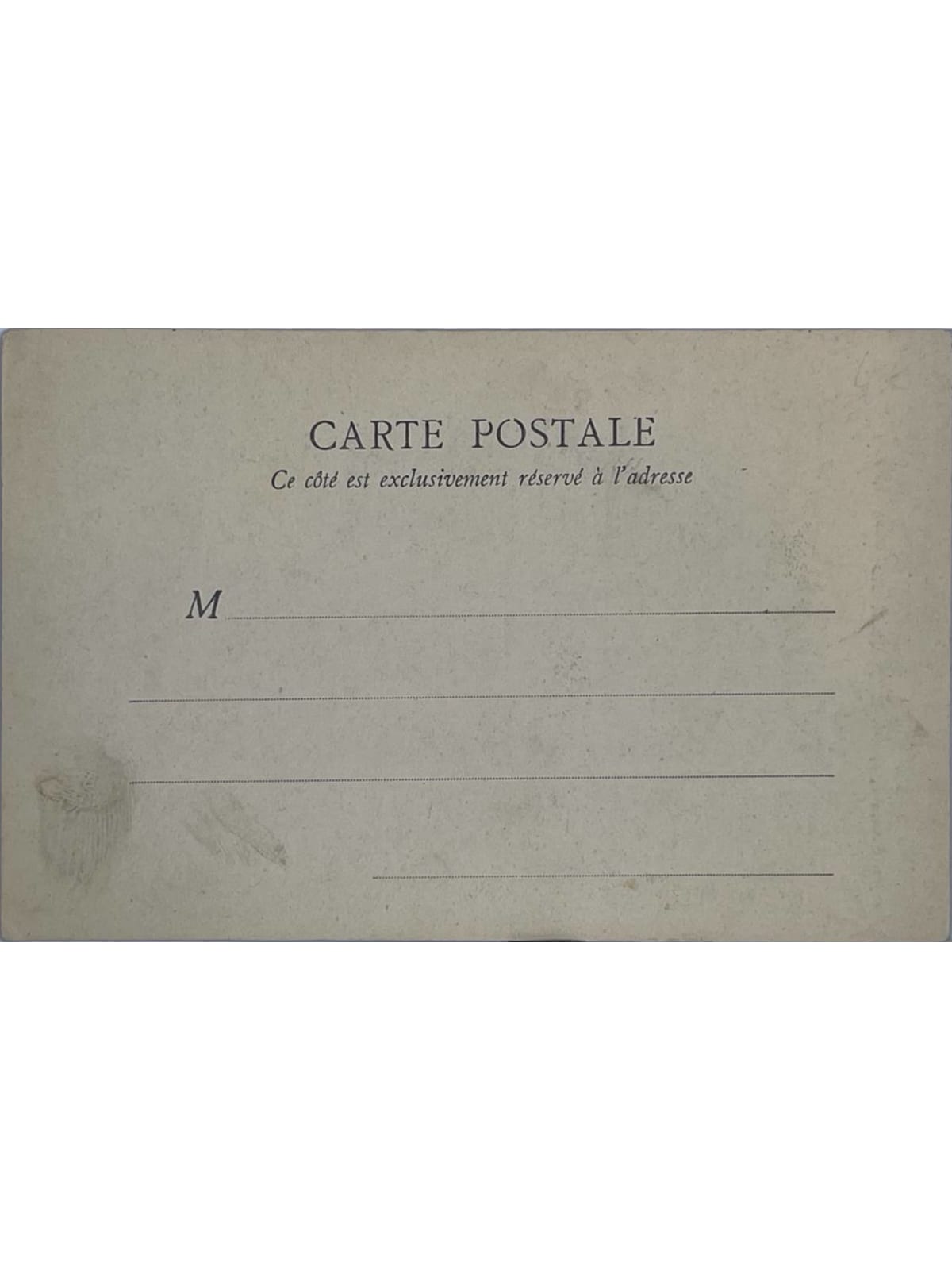 Verso de la carte postale
