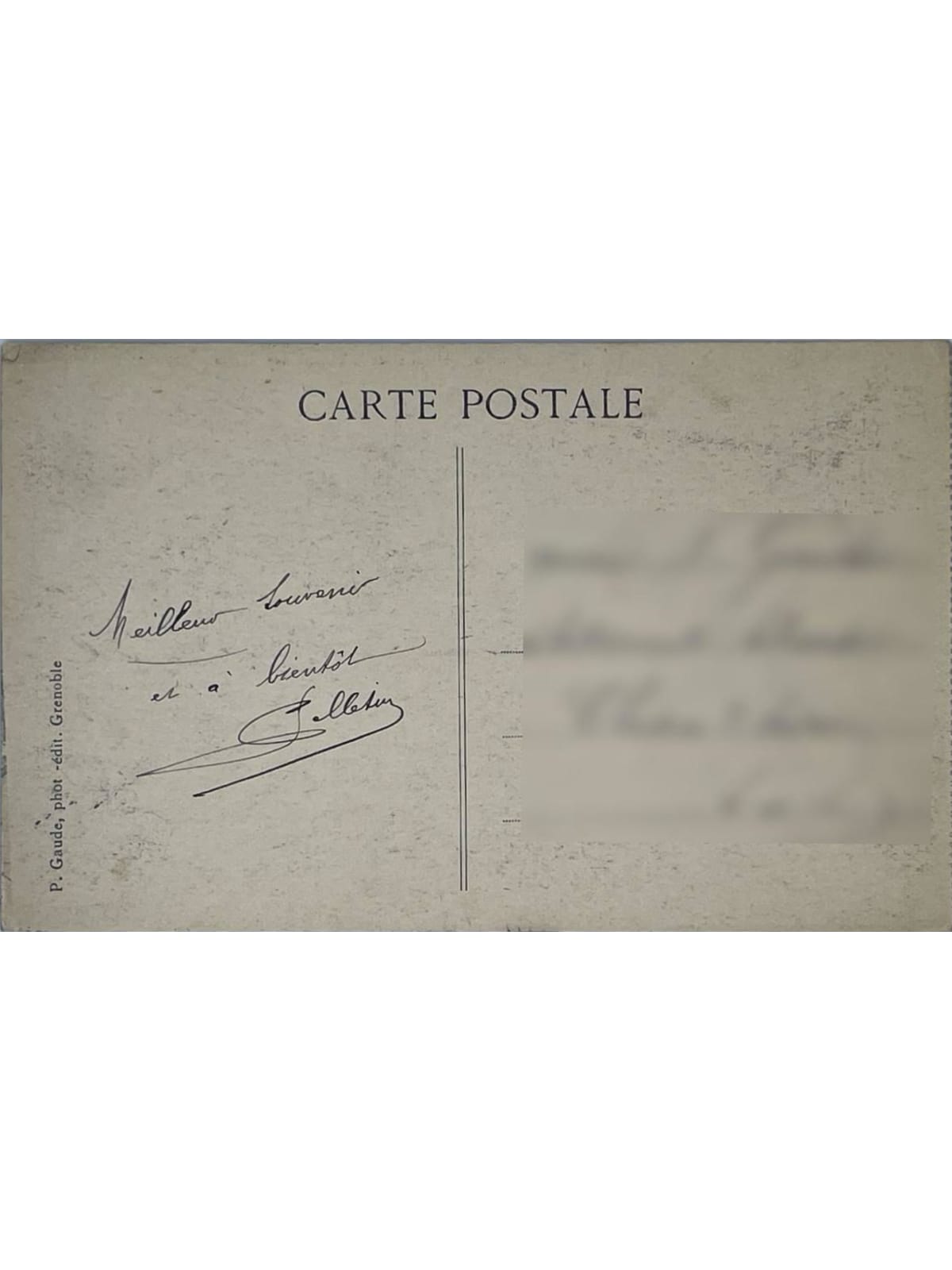 Verso de la carte postale