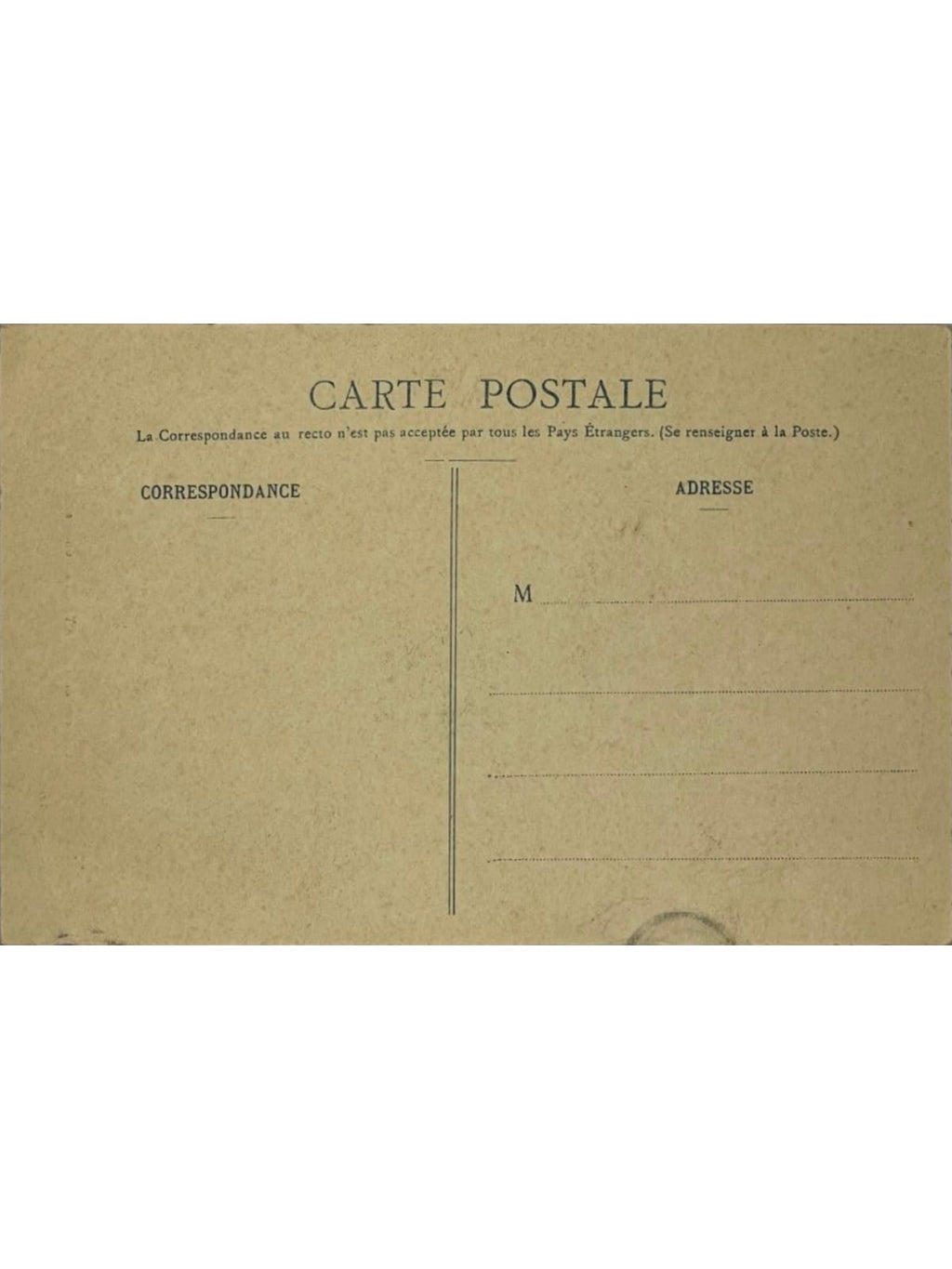 Verso de la carte postale