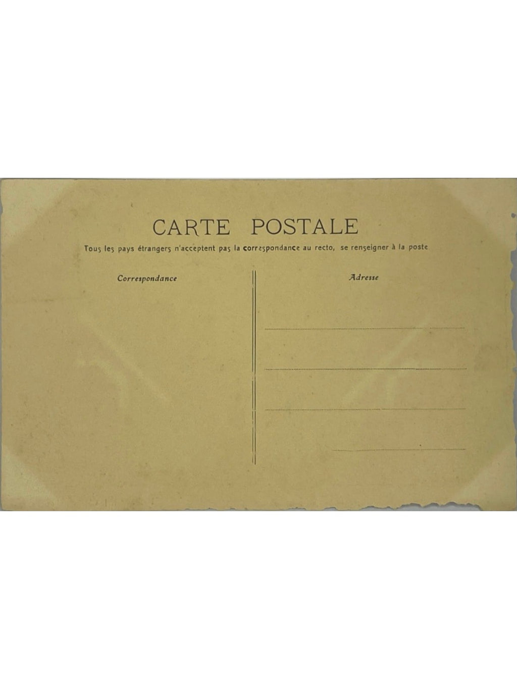 Verso de la carte postale