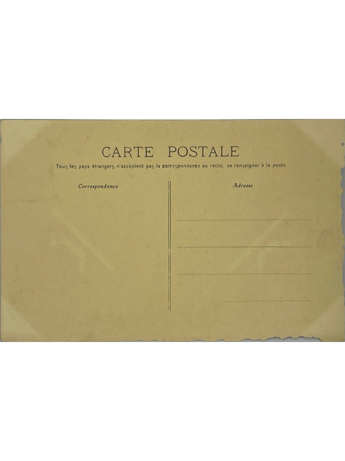Verso de la carte postale