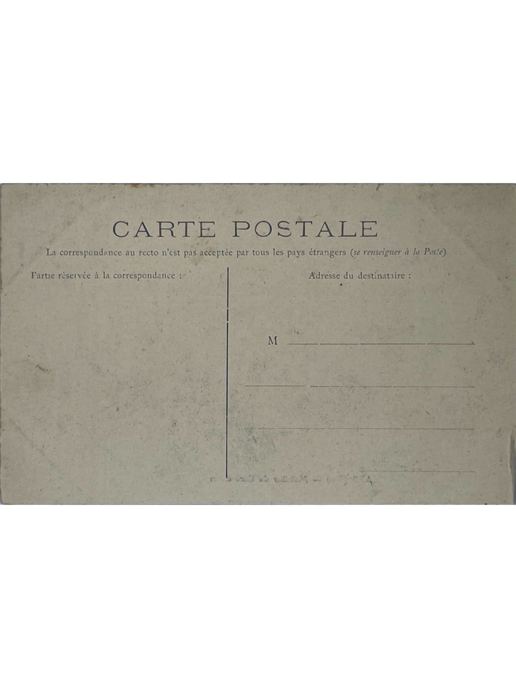 Verso de la carte postale