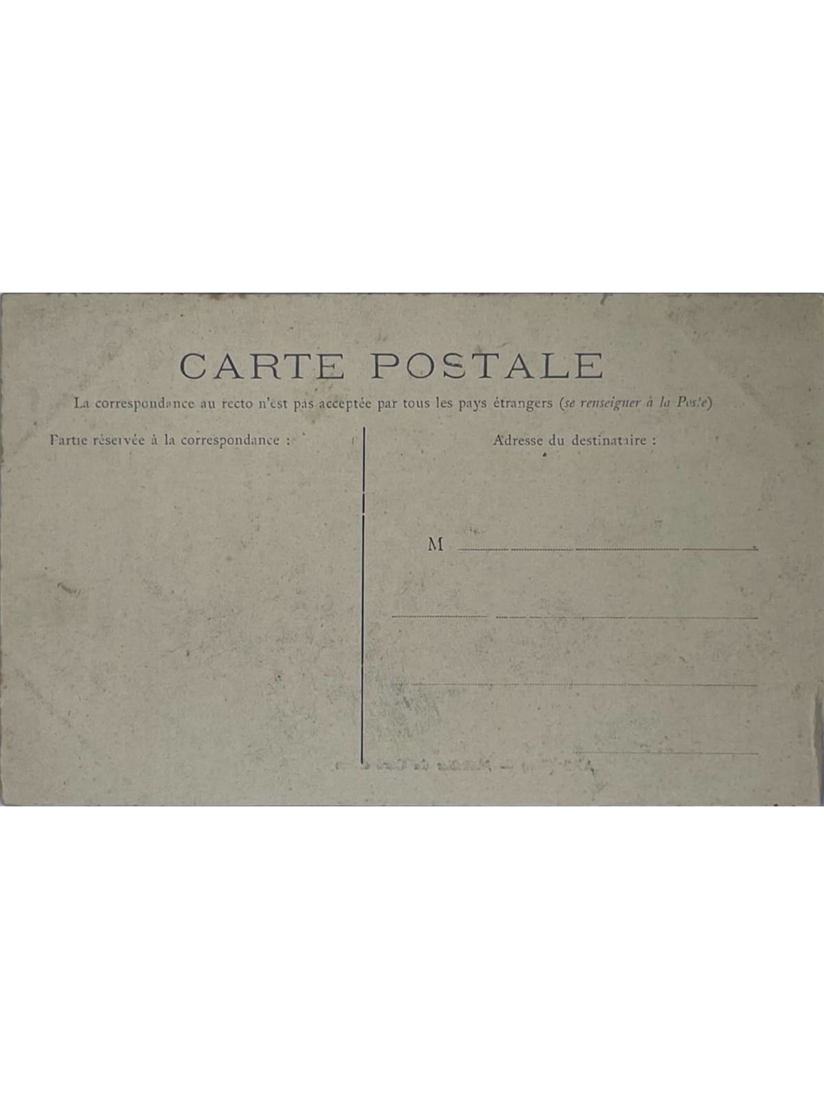 Verso de la carte postale
