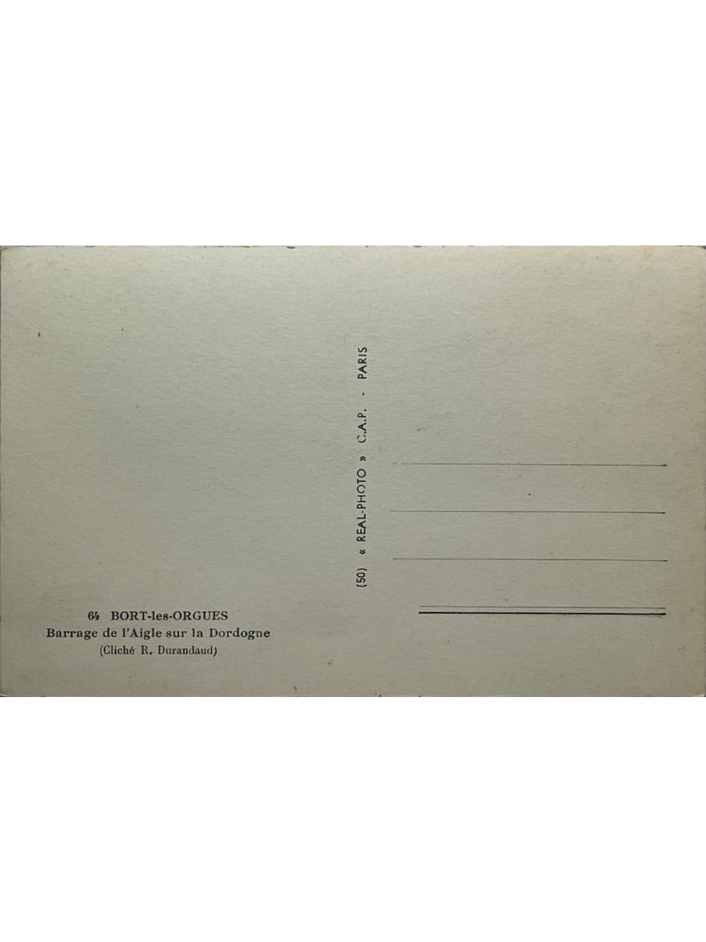 Verso de la carte postale