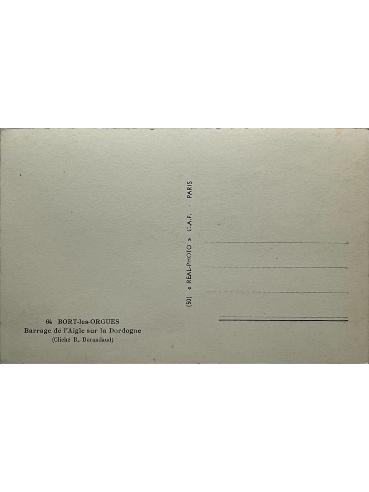 Verso de la carte postale