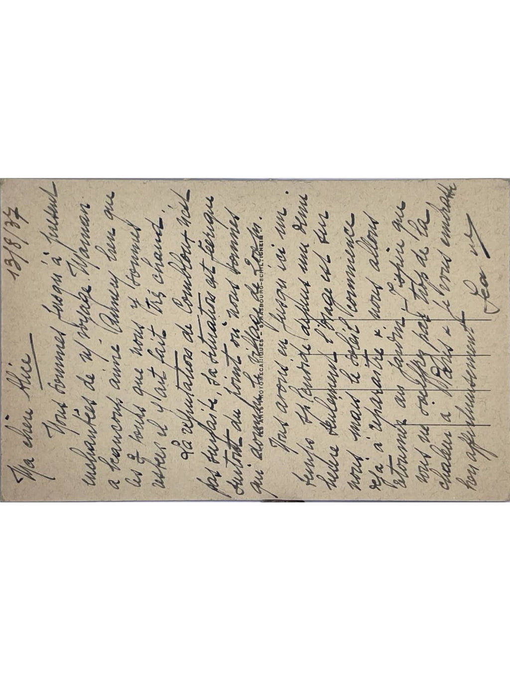 Verso de la carte postale