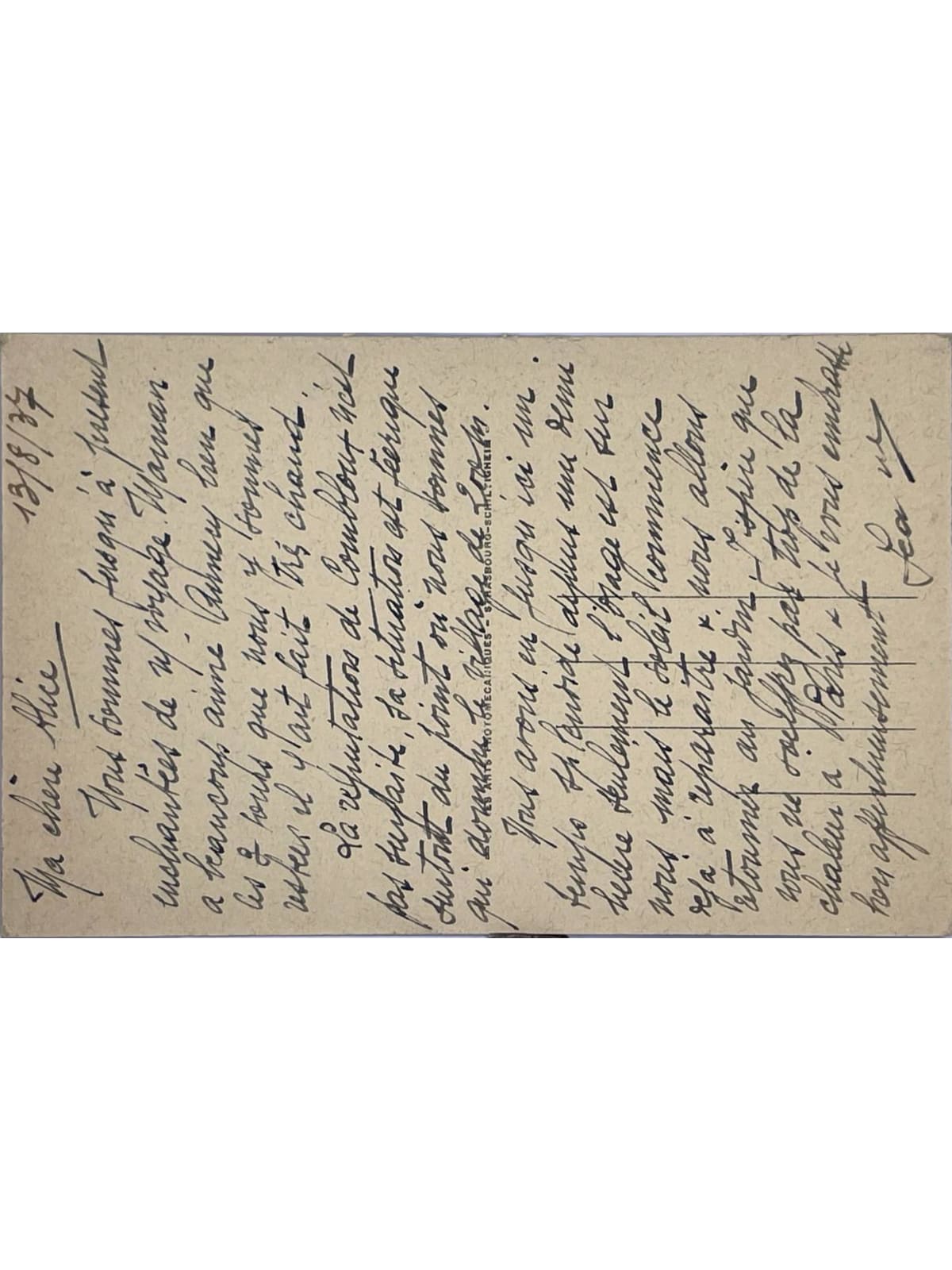 Verso de la carte postale