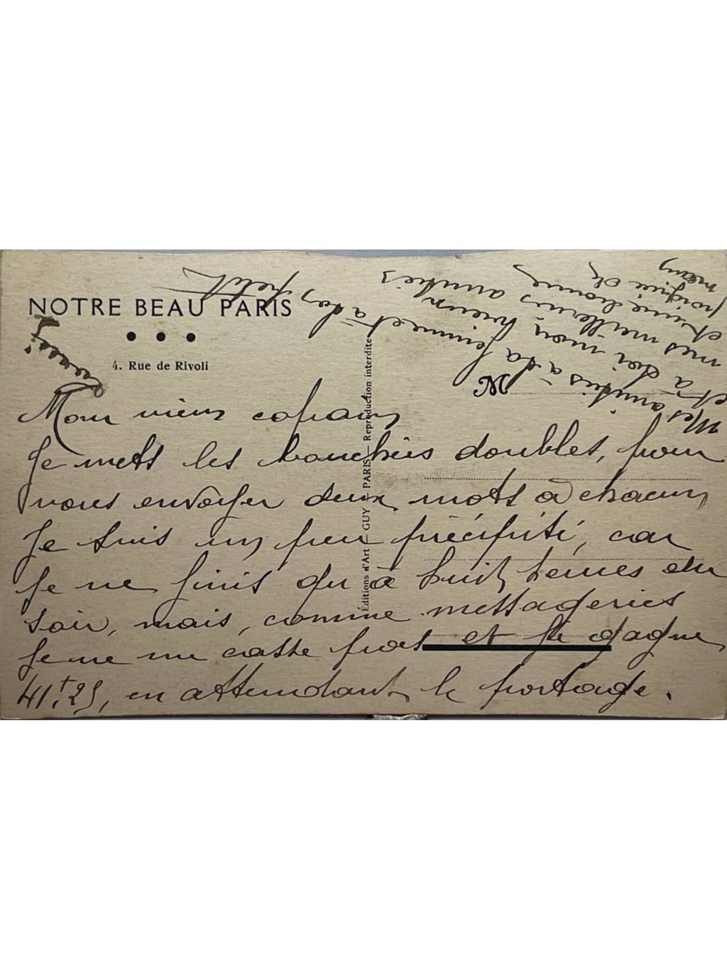 Verso de la carte postale