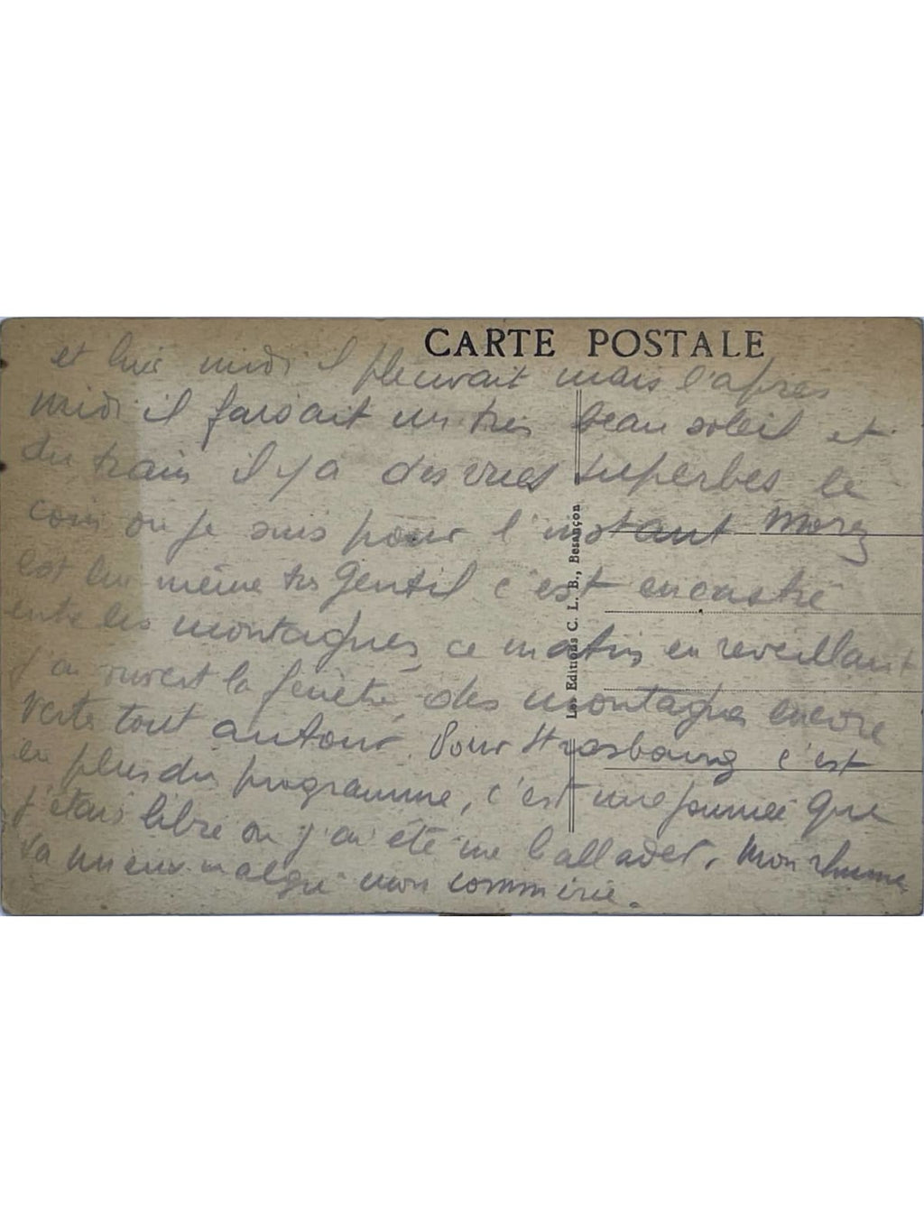Verso de la carte postale