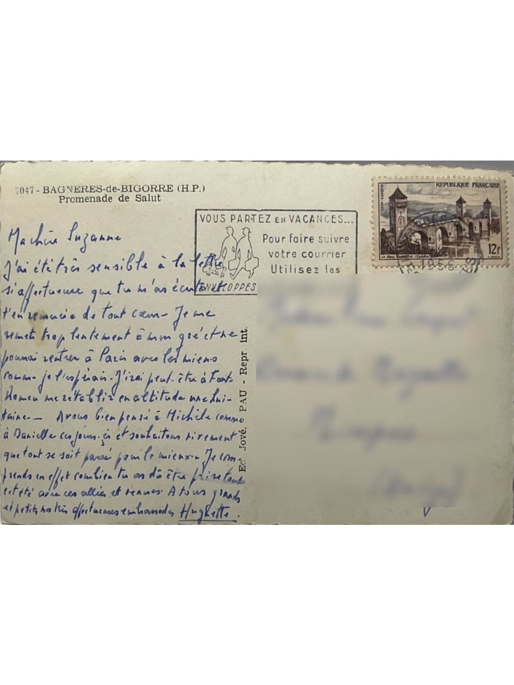 Verso de la carte postale