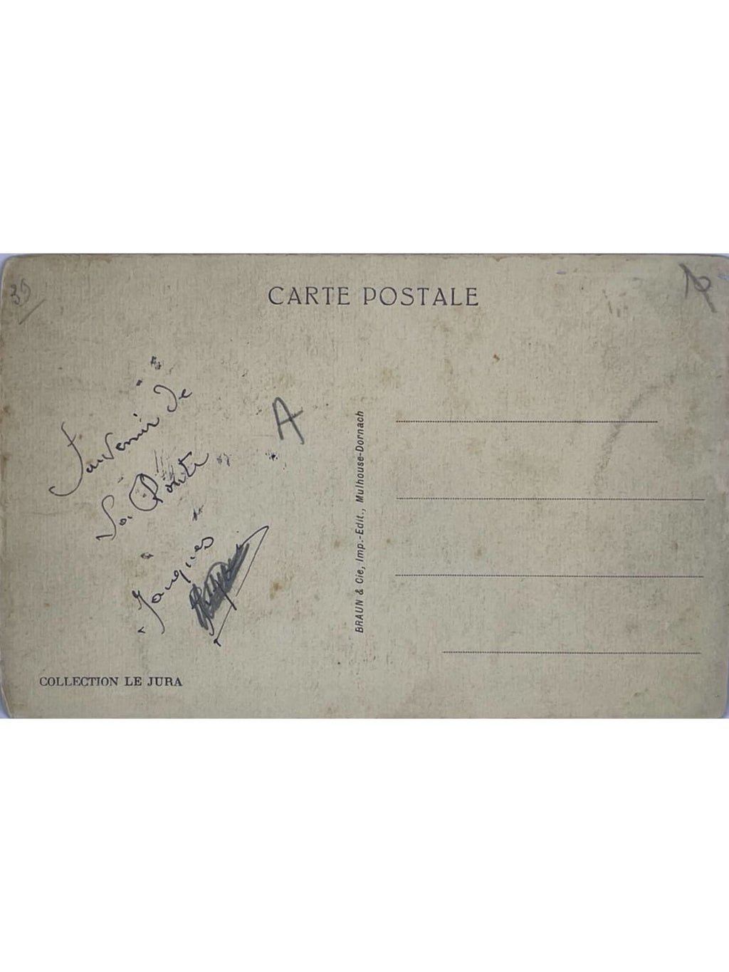 Verso de la carte postale
