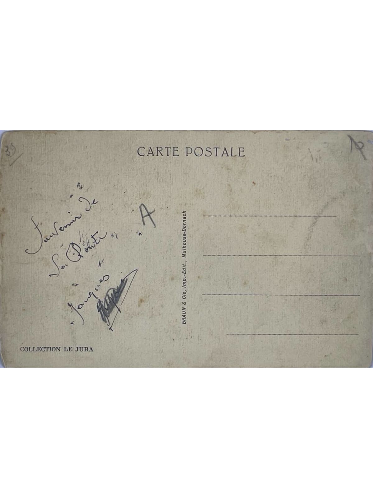 Verso de la carte postale