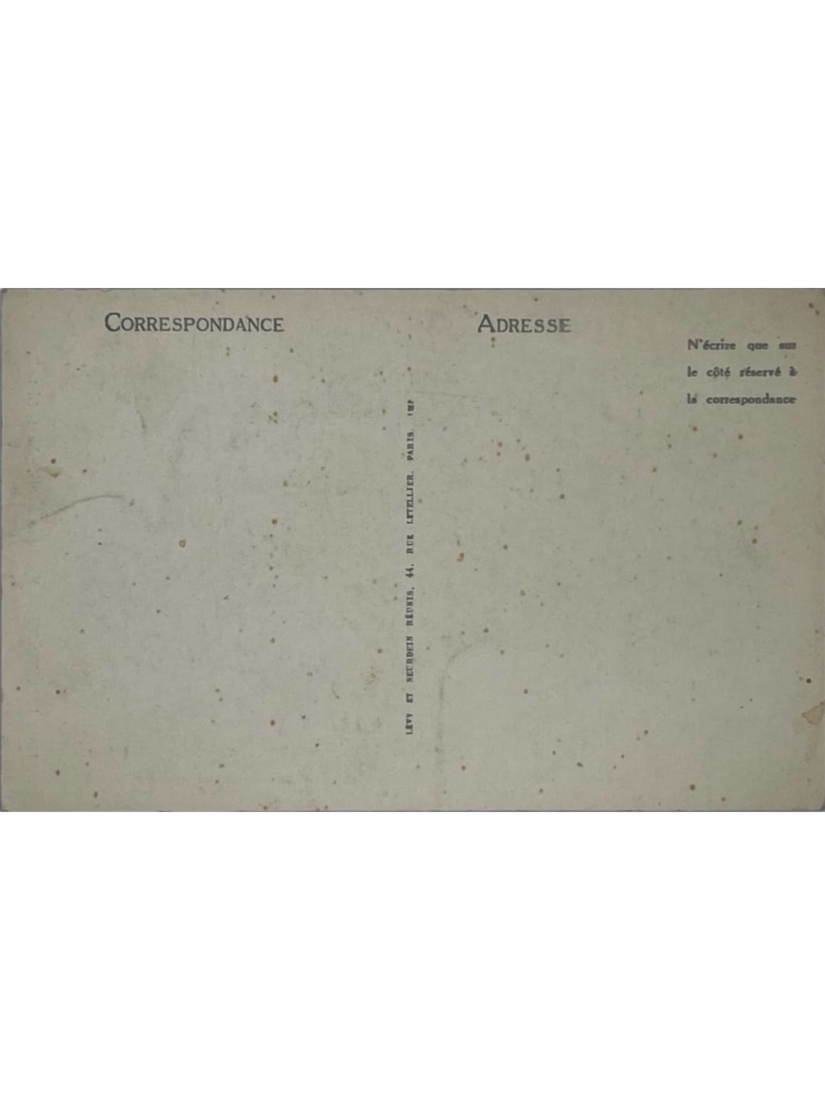 Verso de la carte postale