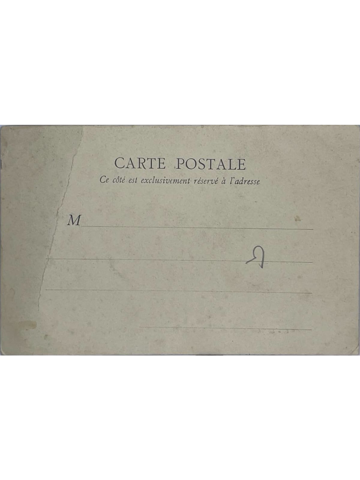 Verso de la carte postale