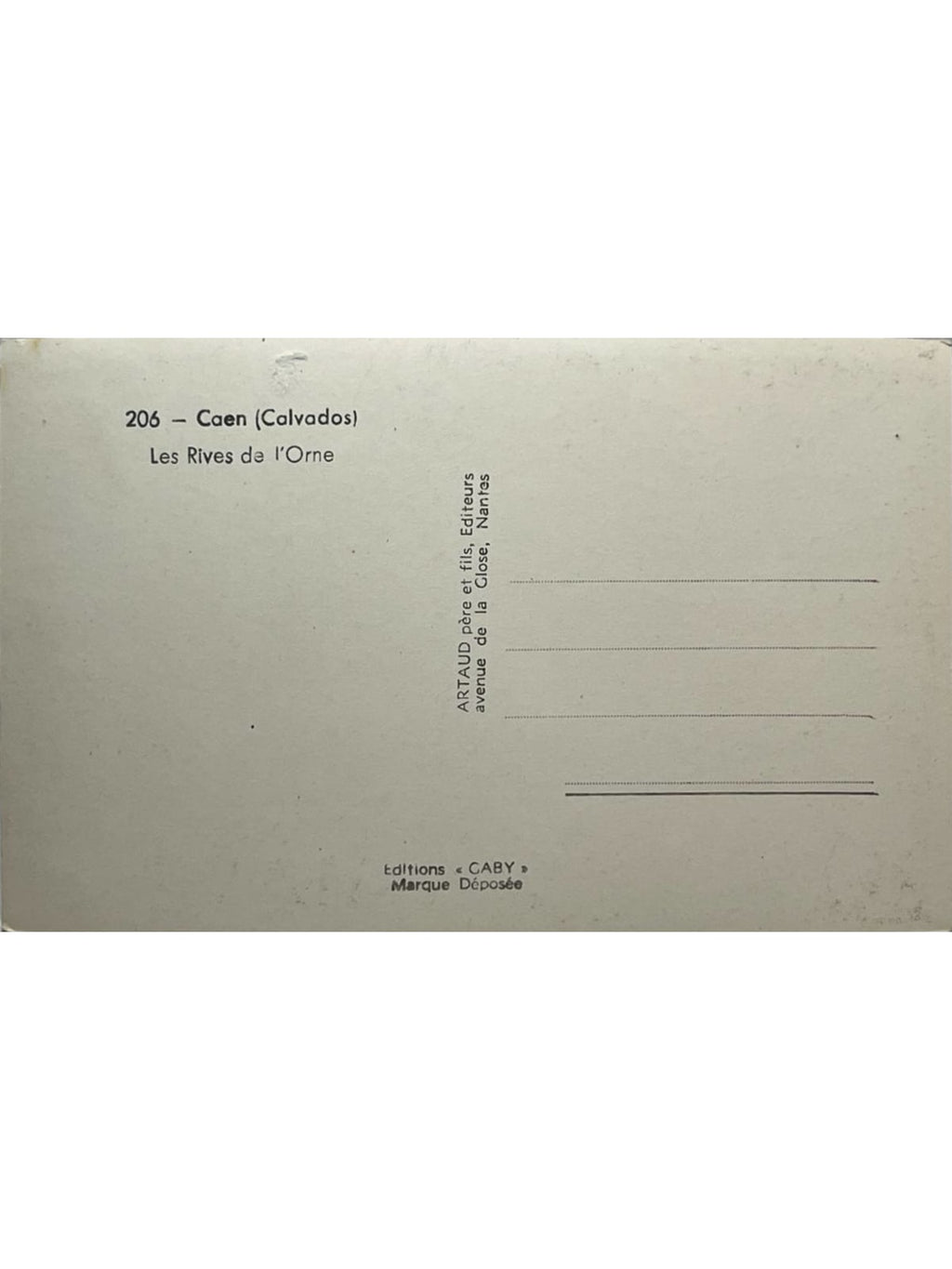 Verso de la carte postale