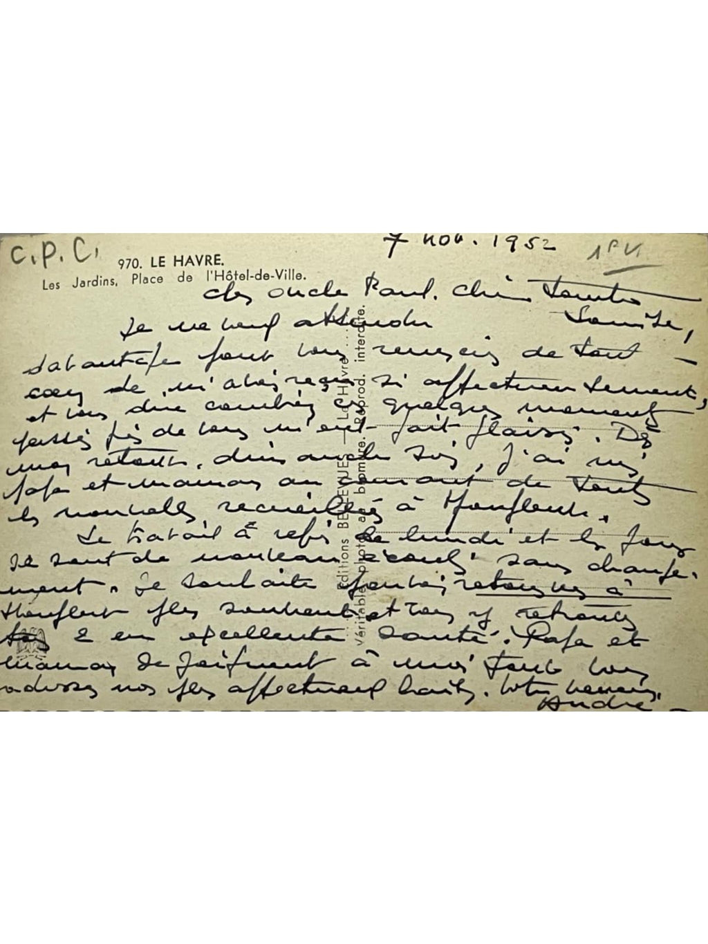 Verso de la carte postale