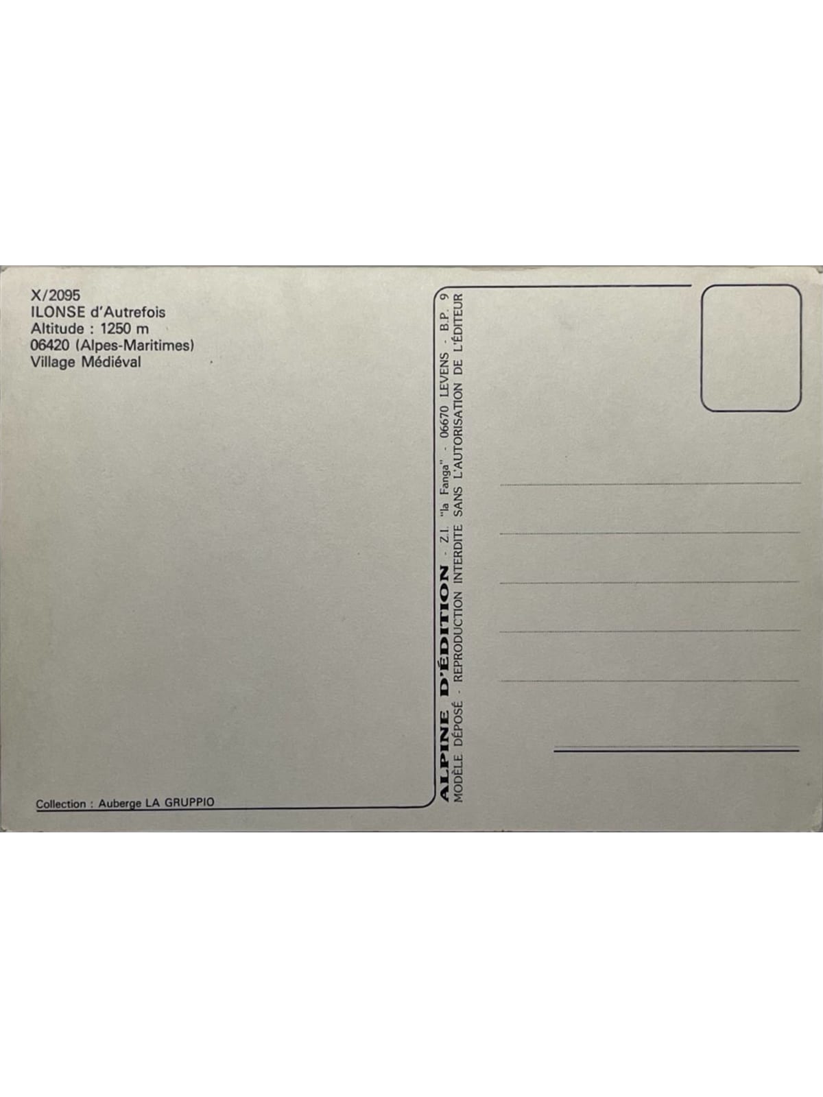 Verso de la carte postale