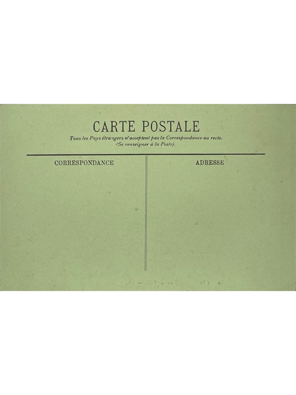 Verso de la carte postale