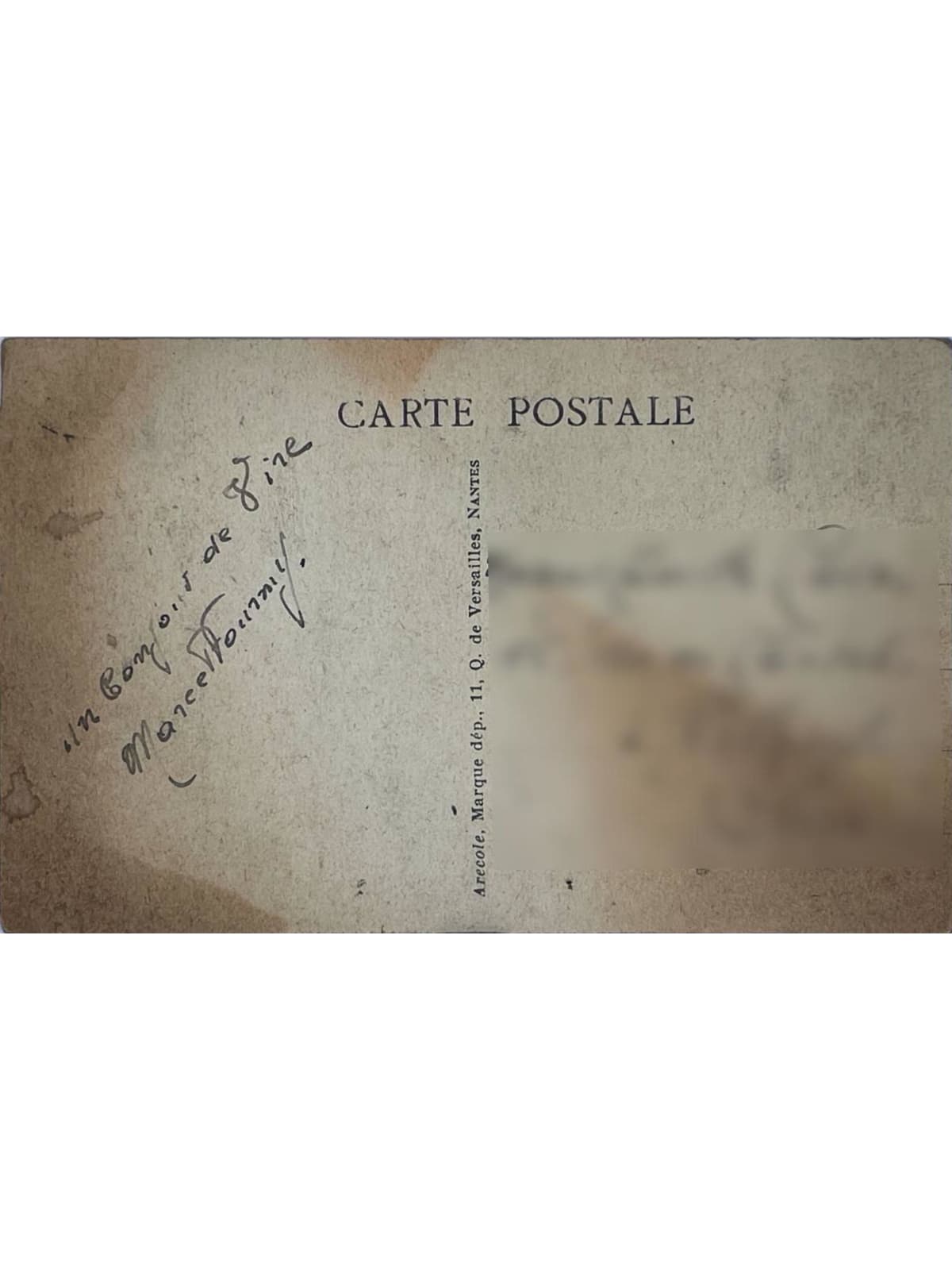Verso de la carte postale