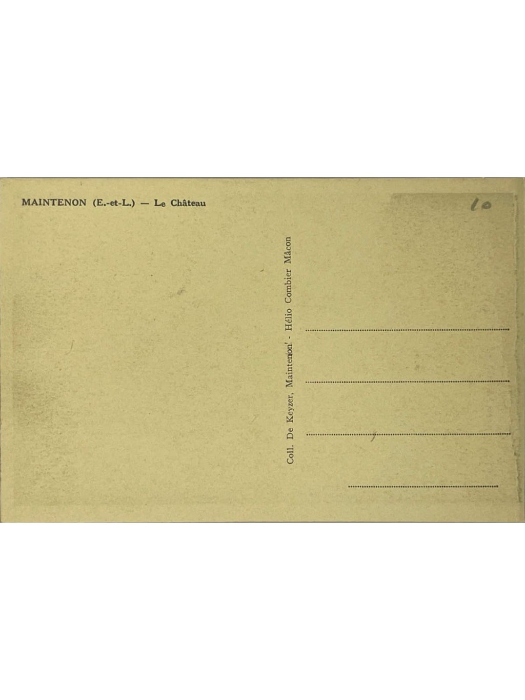 Verso de la carte postale