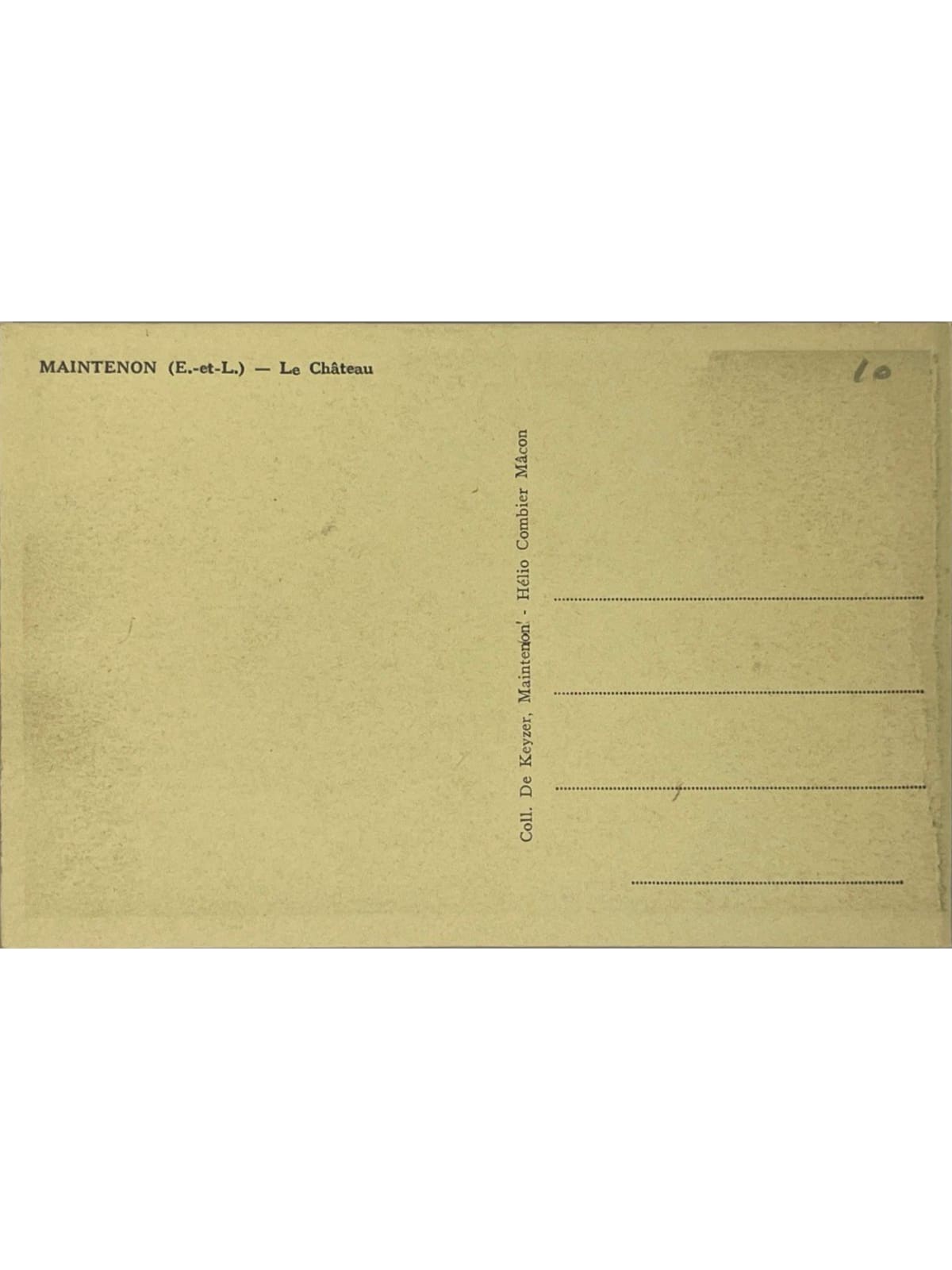 Verso de la carte postale