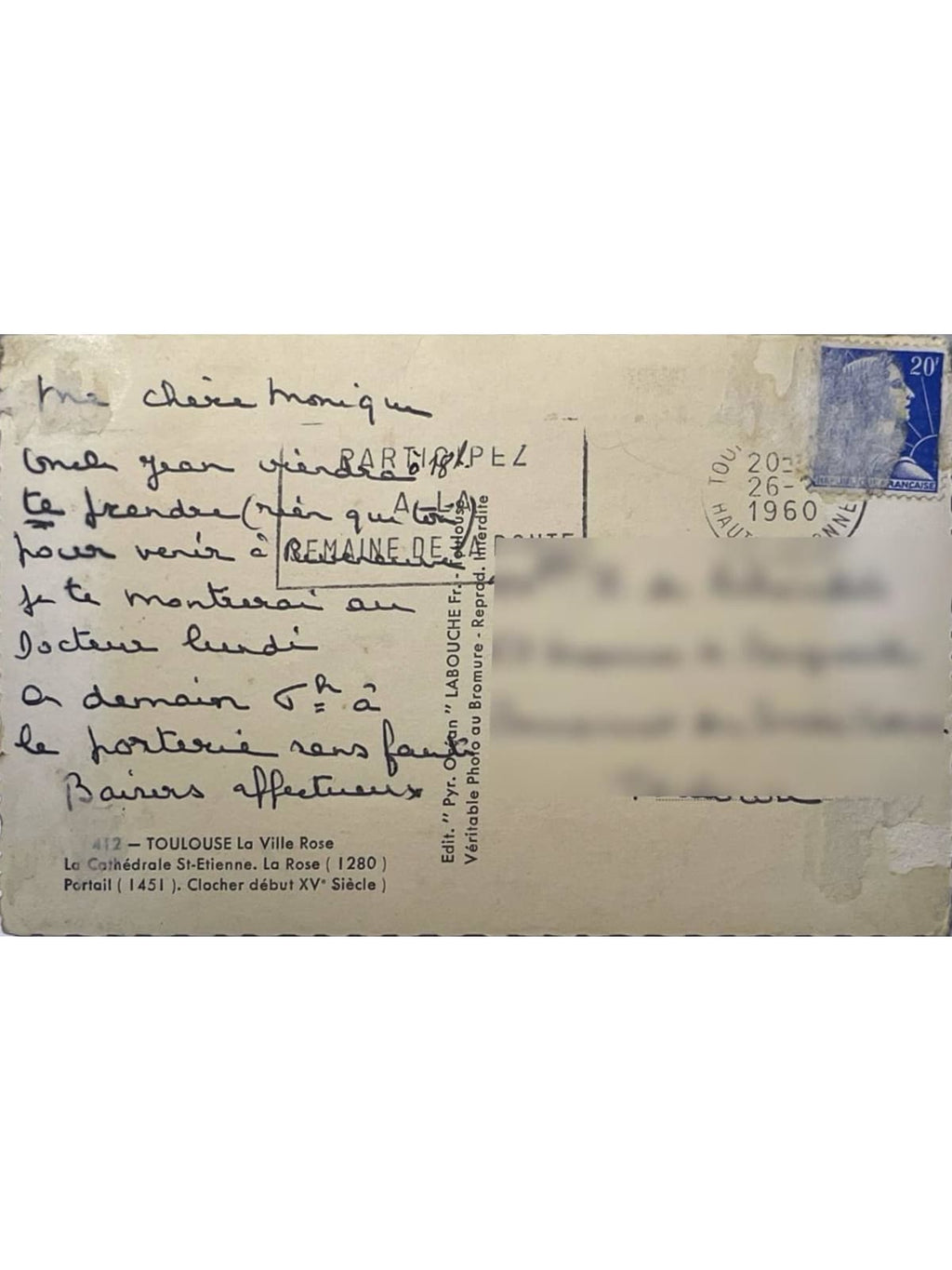 Verso de la carte postale