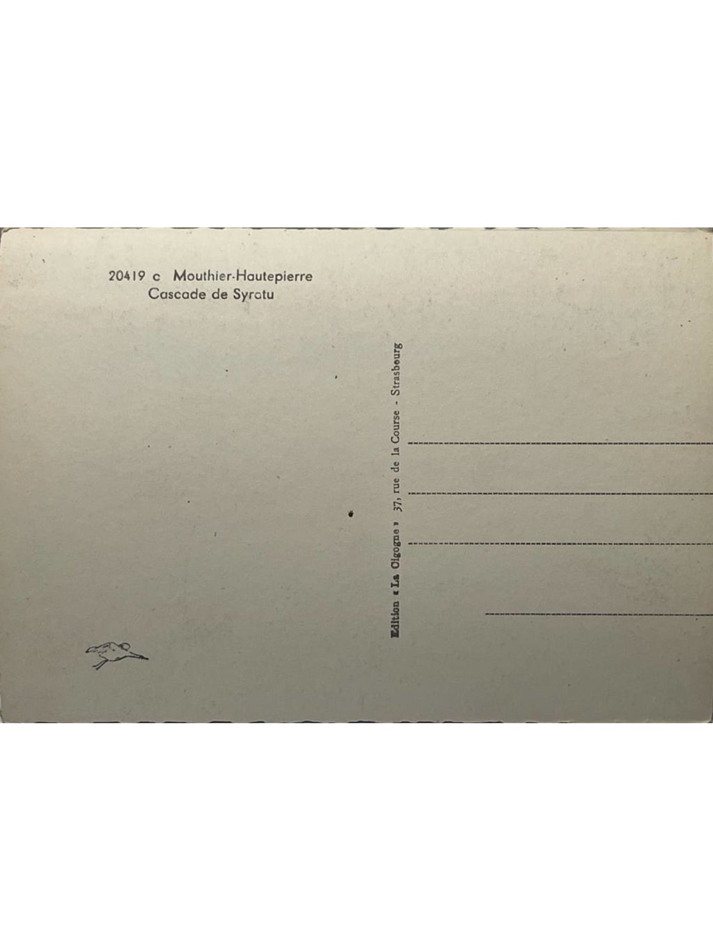 Verso de la carte postale