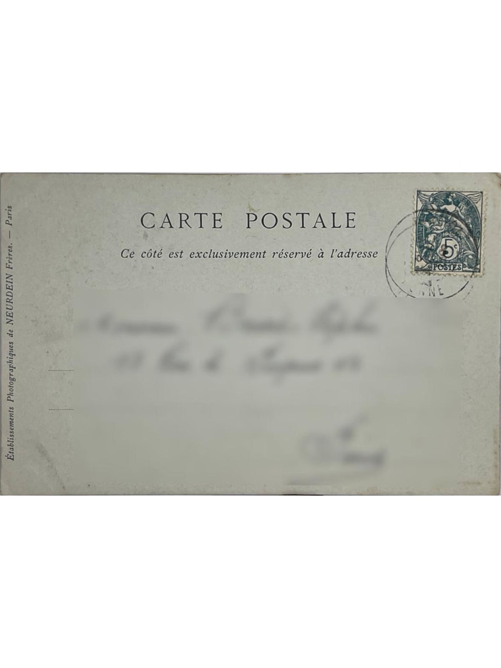 Verso de la carte postale