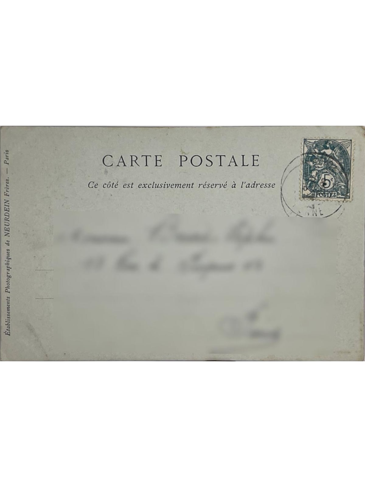 Verso de la carte postale