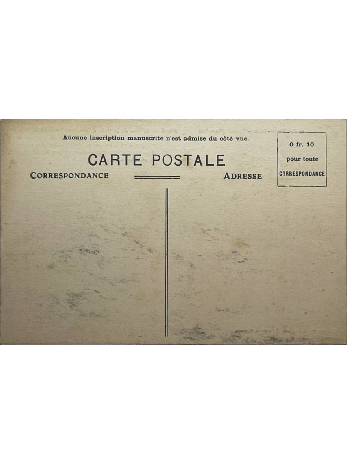 Verso de la carte postale
