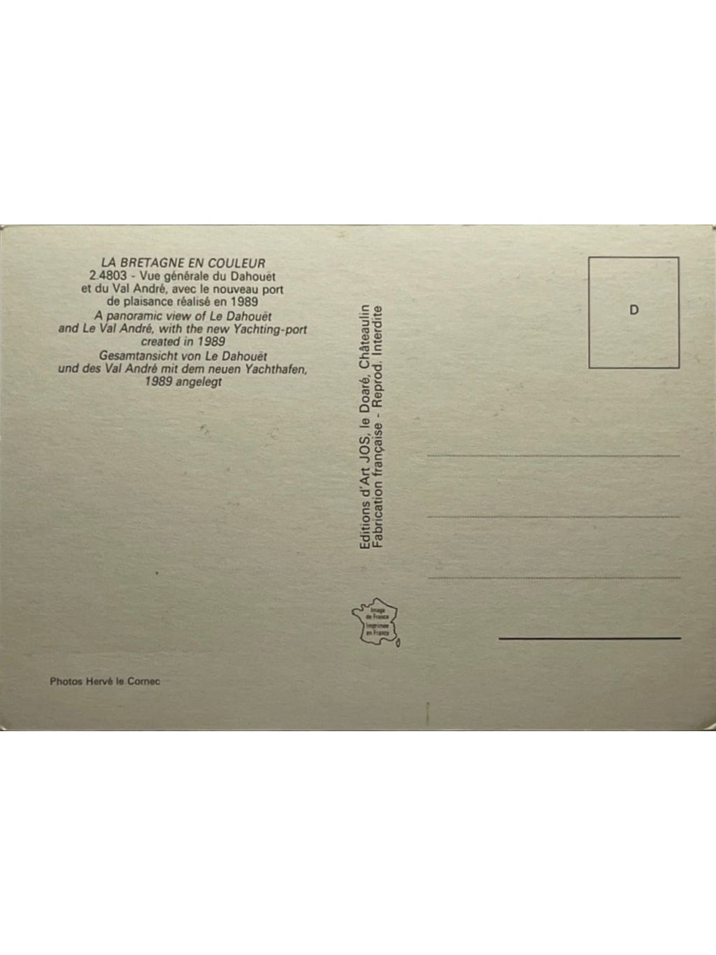Verso de la carte postale