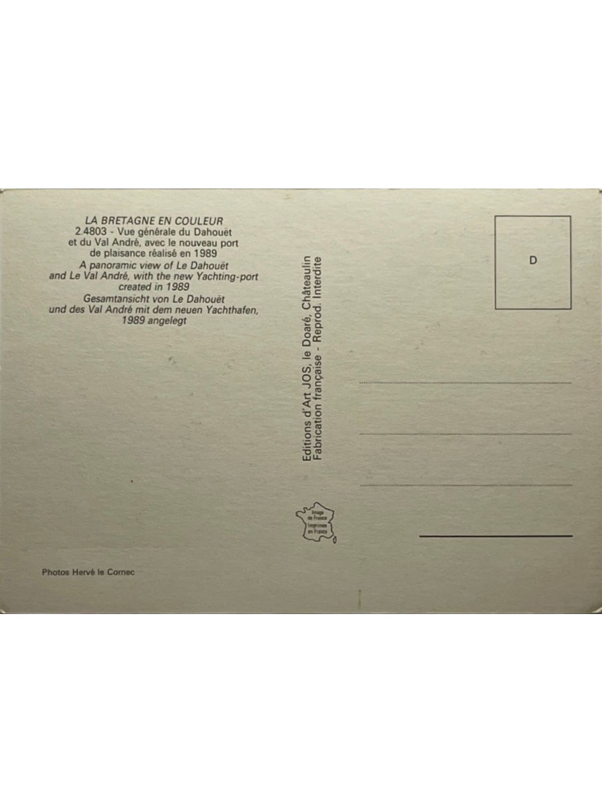 Verso de la carte postale