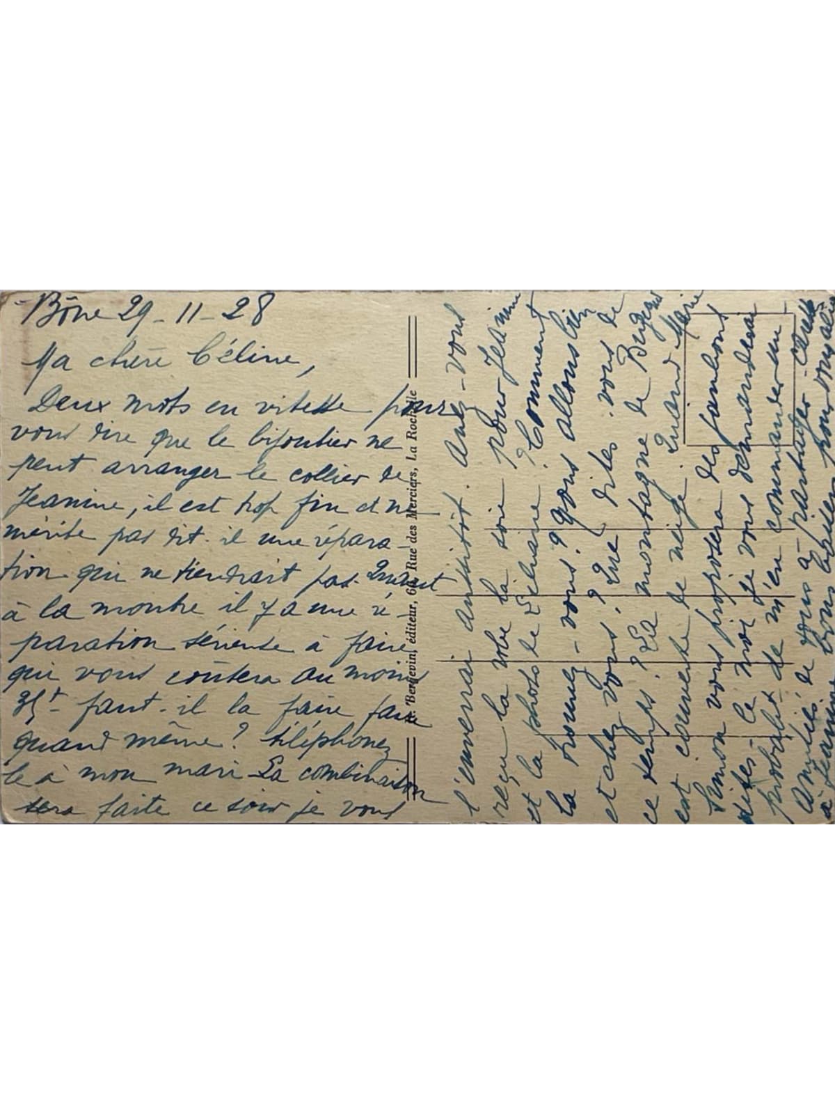 Verso de la carte postale