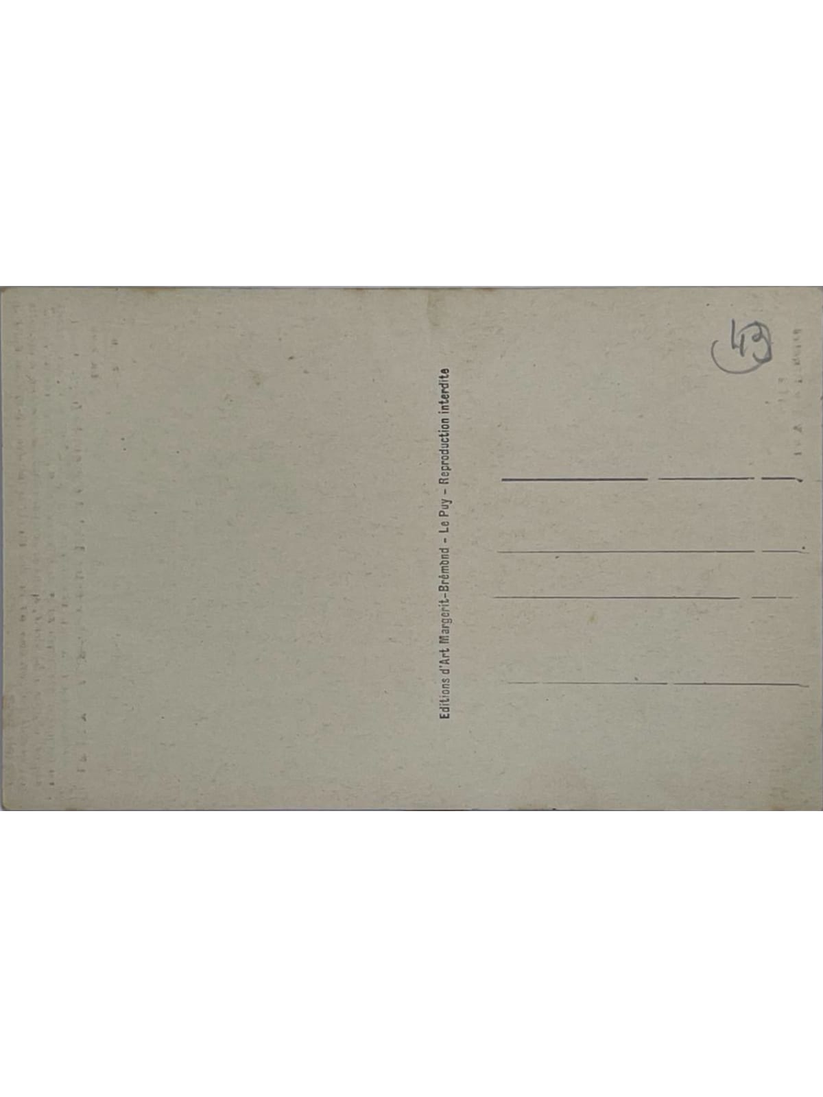 Verso de la carte postale
