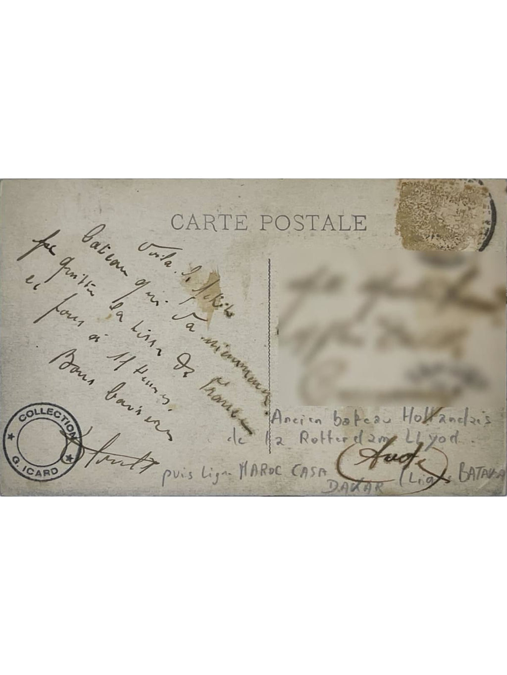 Verso de la carte postale