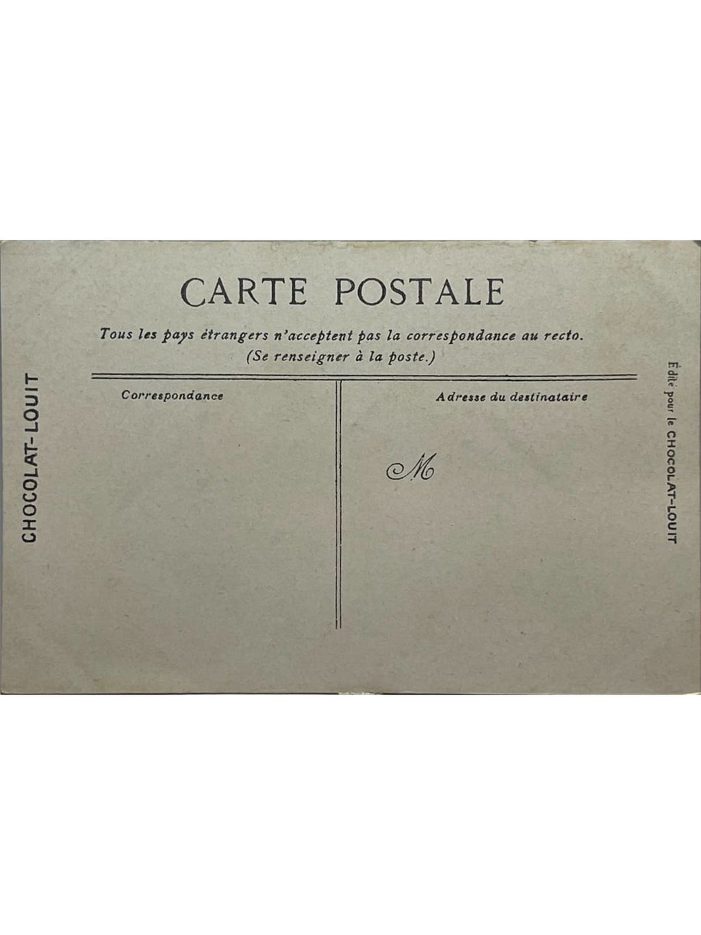 Verso de la carte postale