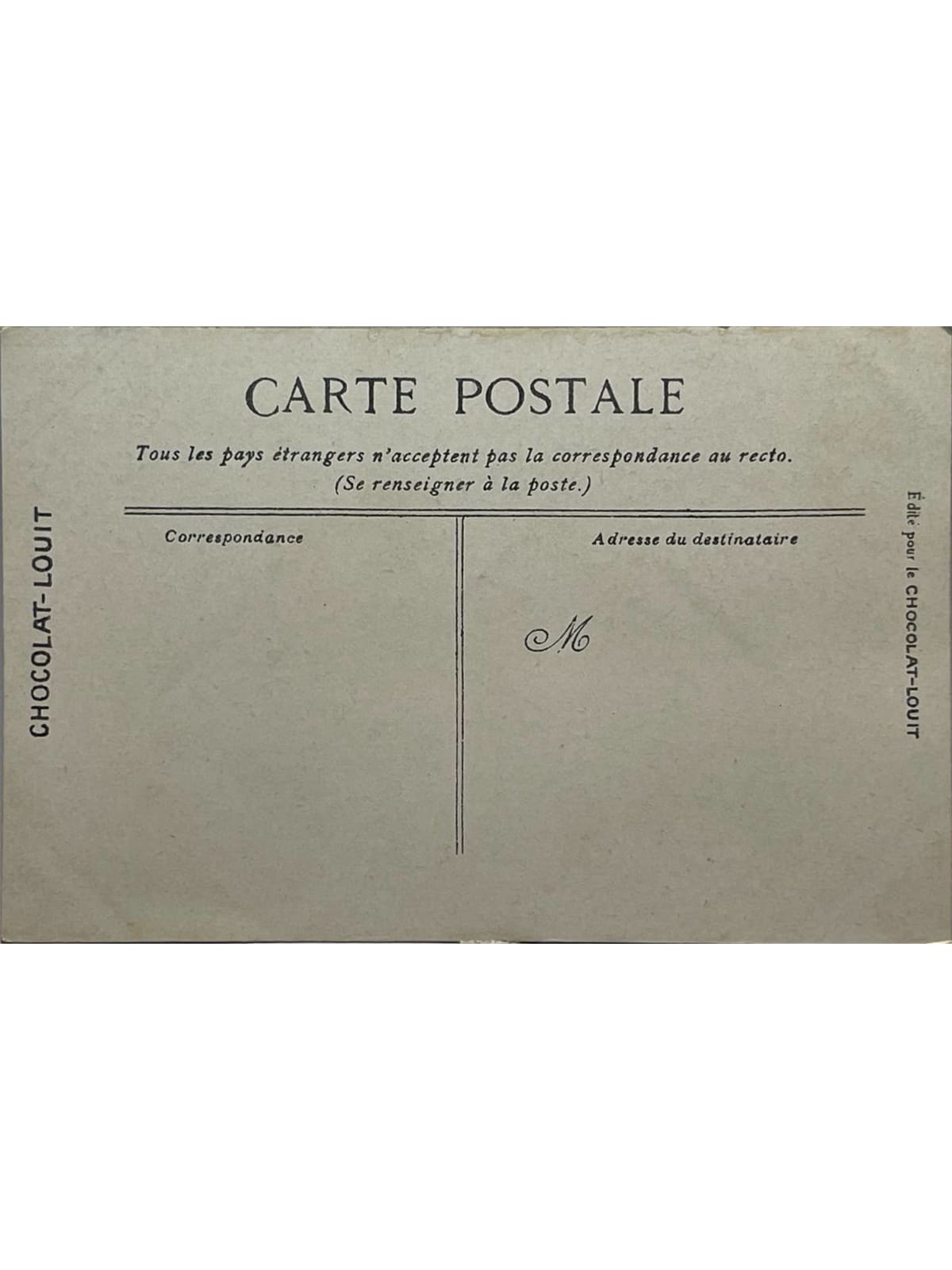 Verso de la carte postale