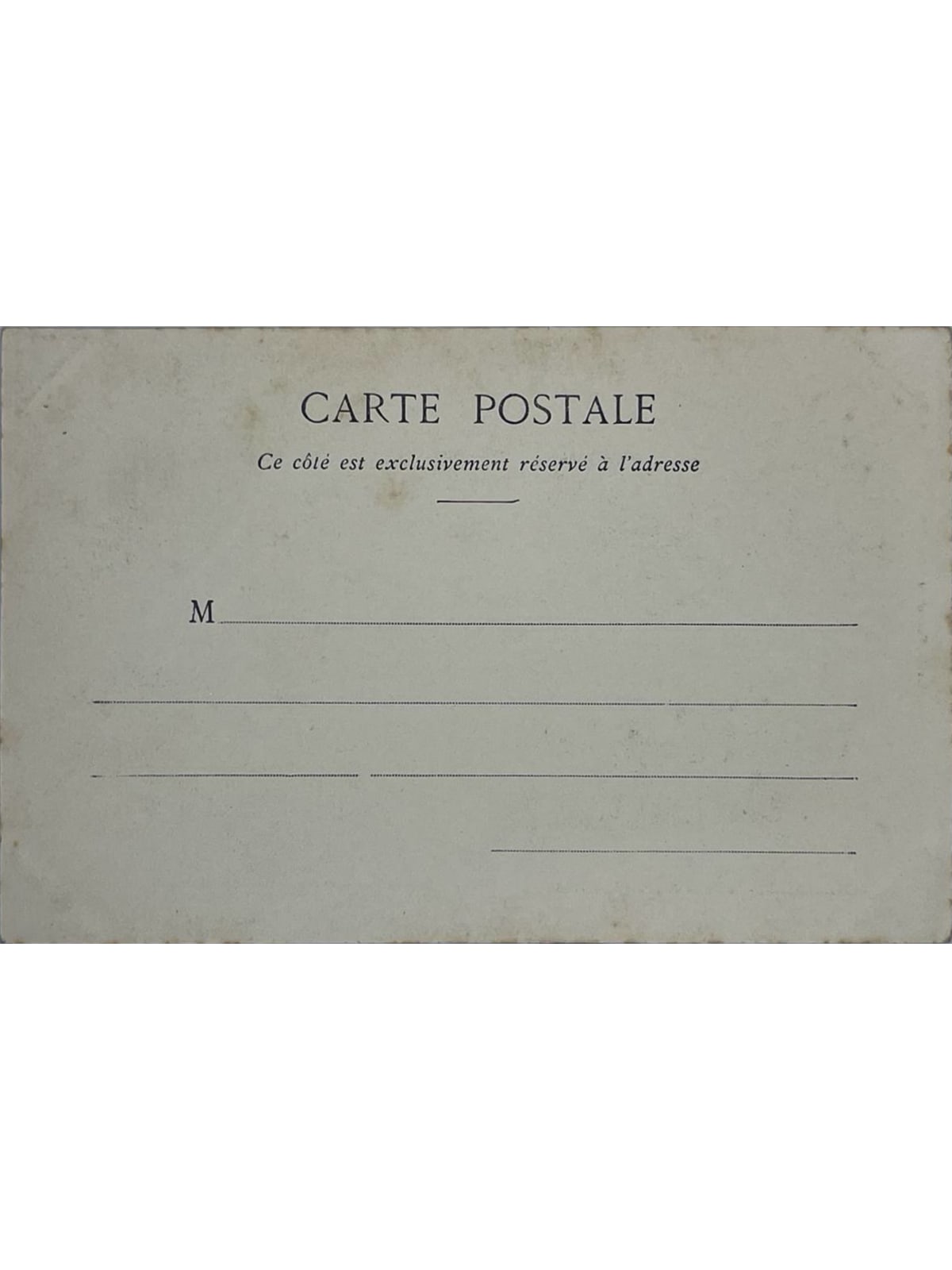 Verso de la carte postale