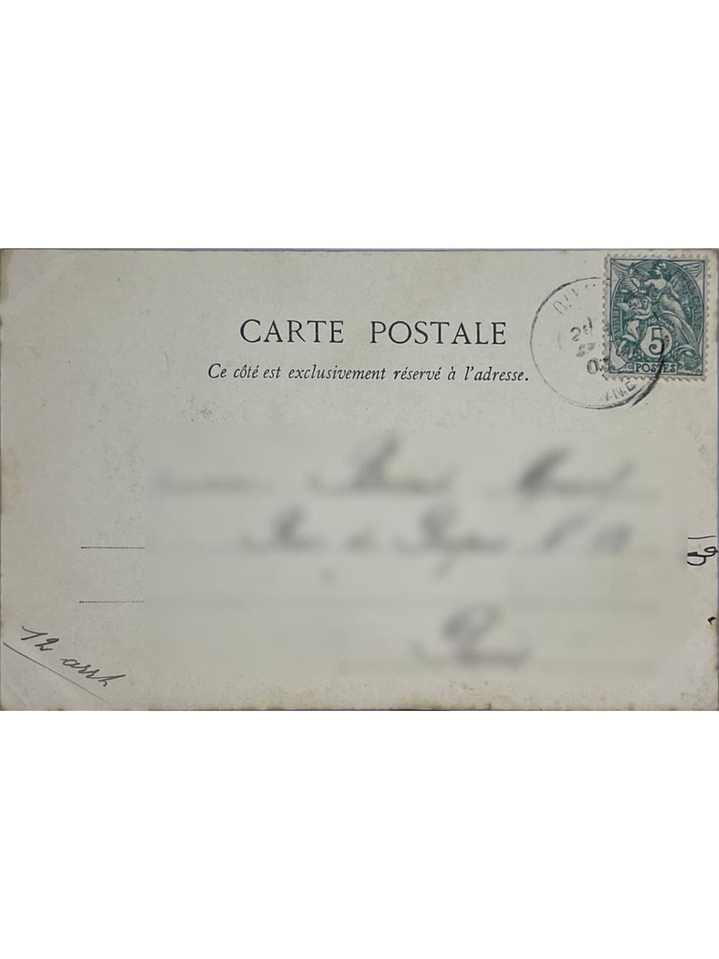Verso de la carte postale