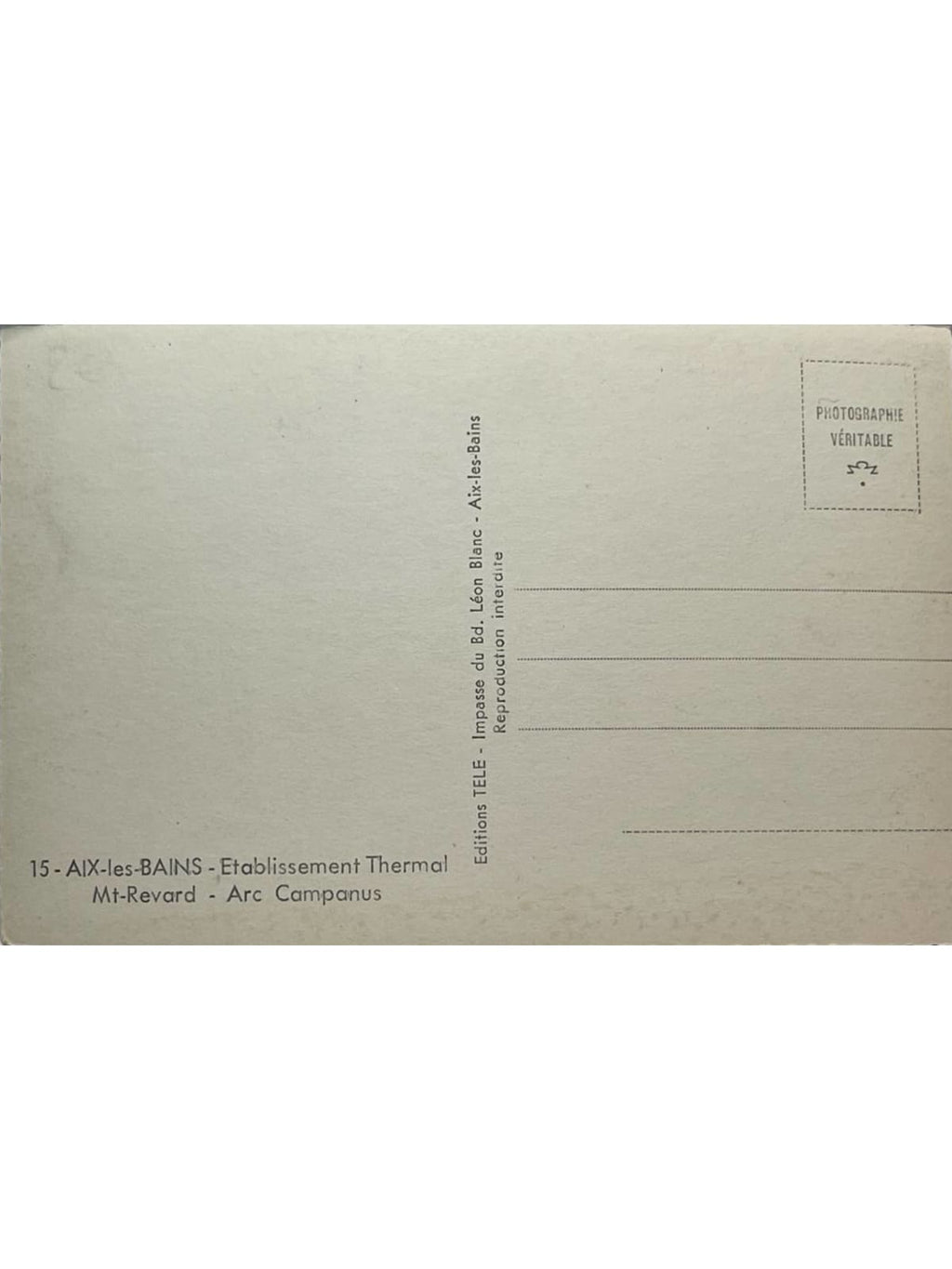 Verso de la carte postale